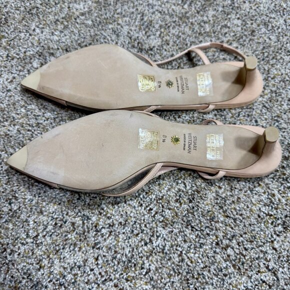 Stuart Weitzman Mondrian 50 Slingback Pumps Nude Patent Clear PVC - Picture 5 of 5